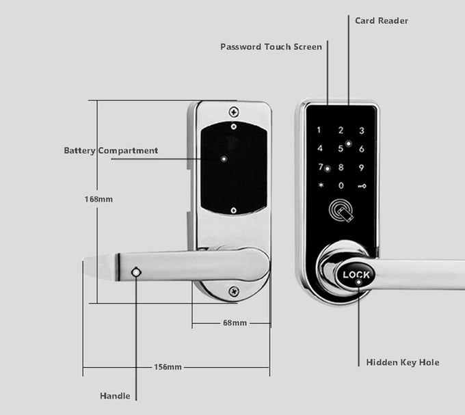 App Bluetooth van de zinklegering Deurslot voor Huis Woon 168mm * 68mm 2