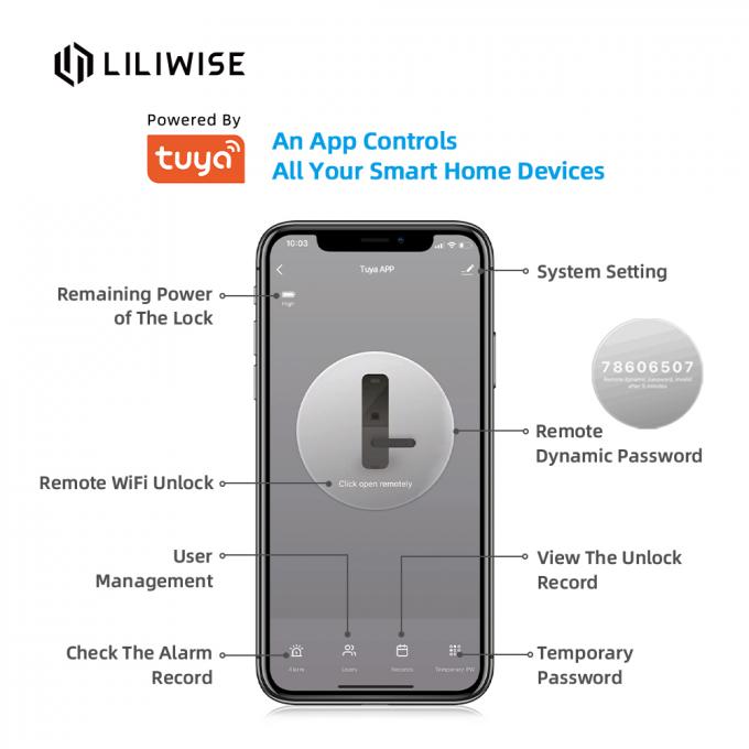 Van het de Deurslot van Tuyawifi App Bluetooth van de de Vingerafdrukdeur Biometrisch van het Handvat Digitaal Keyless Slim de Deurslot 1