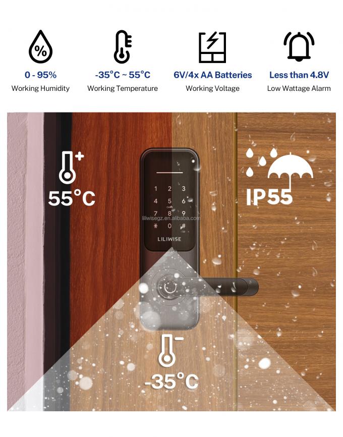 Tuya WiFi BLE Smart Door Lock met vingerafdruk en toetsenbord 3