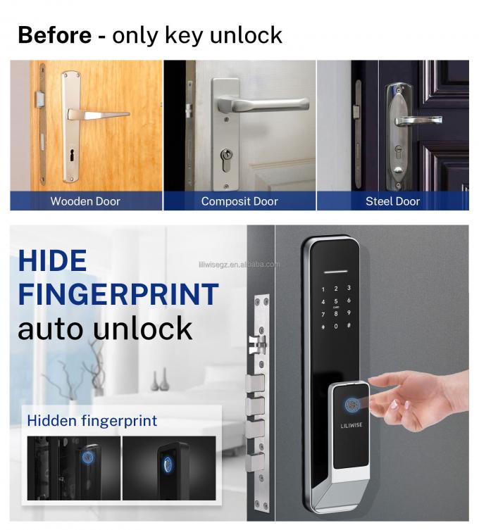 Liliwise New Design Volledig automatisch slot Digitaal elektronisch vingerafdruk slot Tuya APP TTlock Smart Door Lock 12