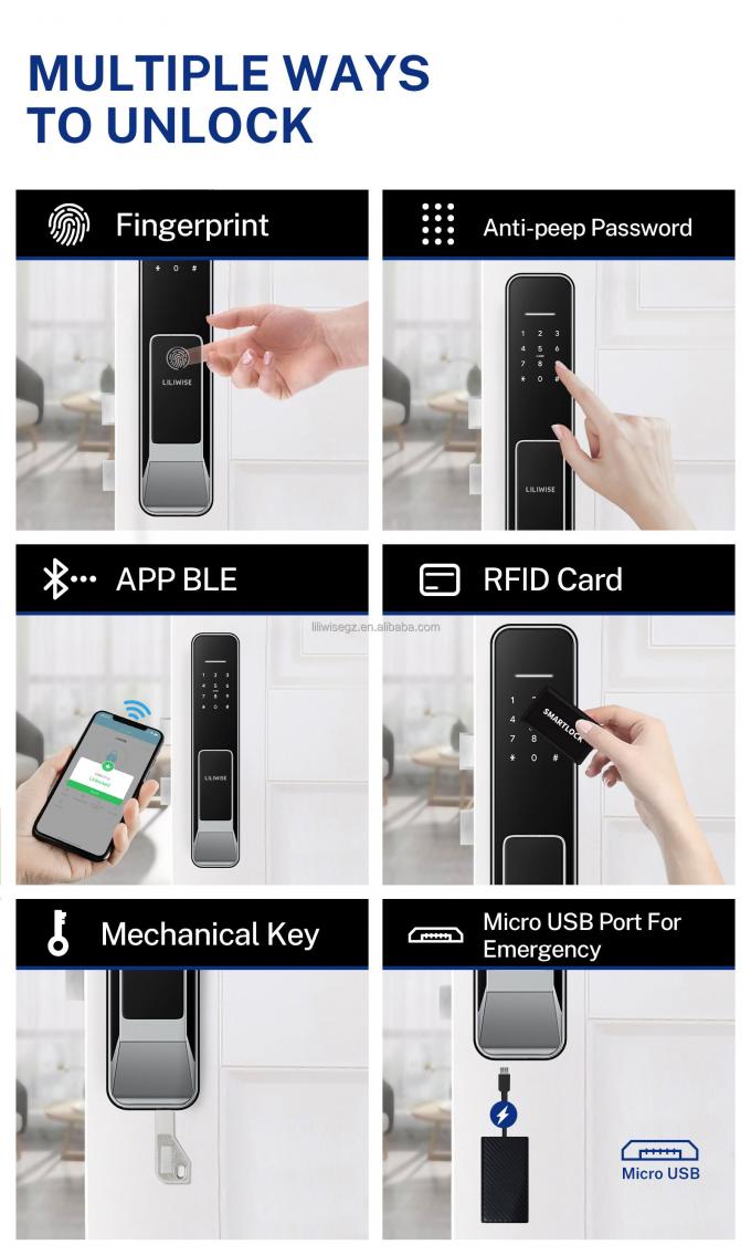 Liliwise New Design Volledig automatisch slot Digitaal elektronisch vingerafdruk slot Tuya APP TTlock Smart Door Lock 18