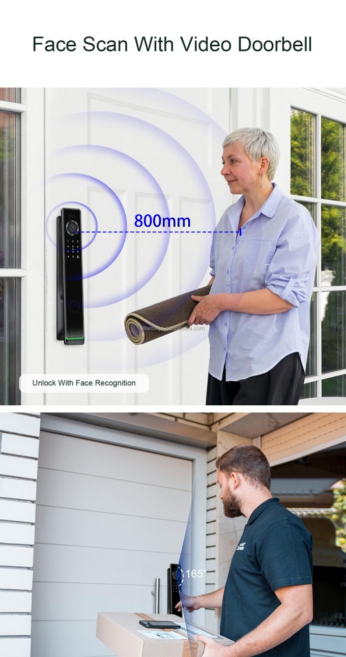 Liliwise Waterproof Fingerprint Smart Lock Ttlock Tuya Gezichtsherkenning Wifi 3D Smart Door Lock Met Camera Wifi 6