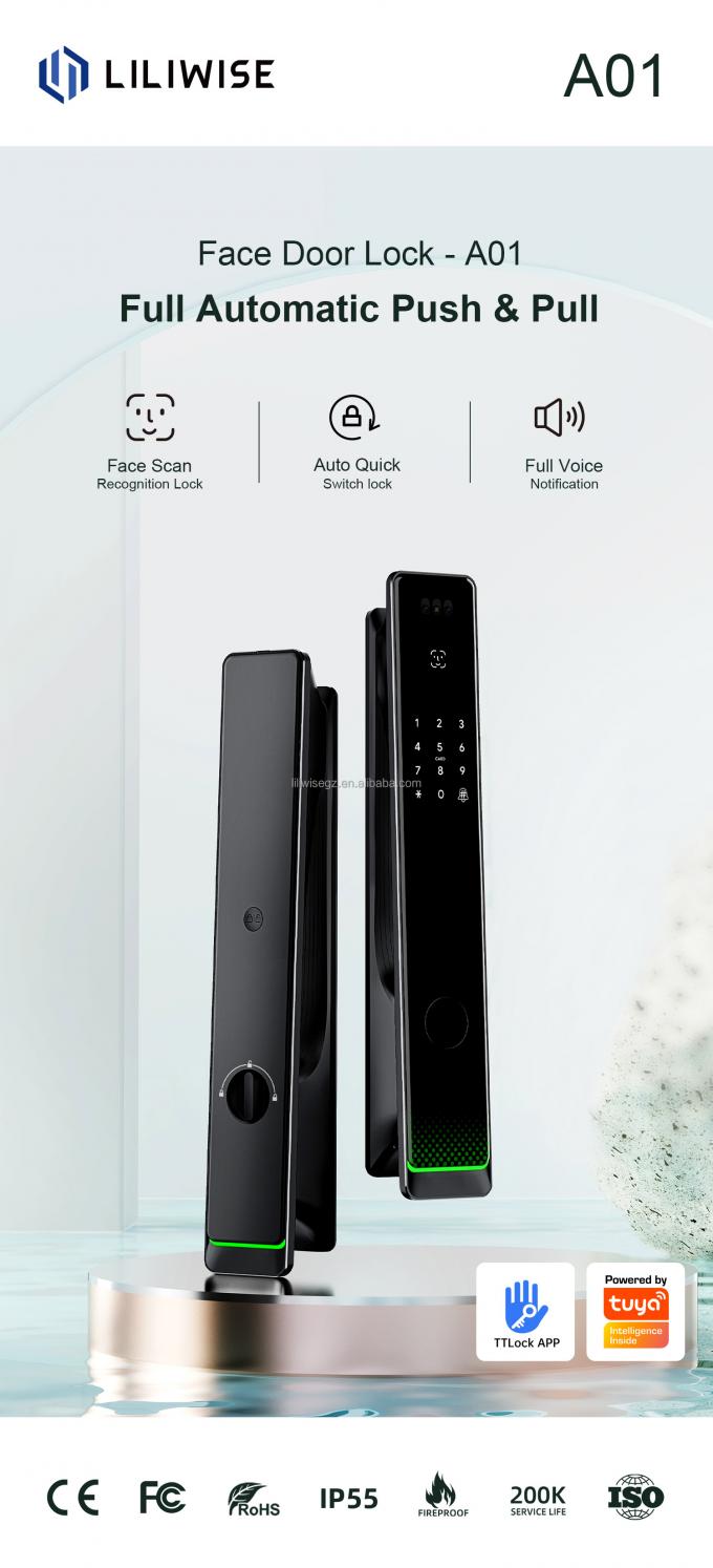 Liliwise Tuya Huisbeveiliging Voordeur slot Buiten digitale vingerafdruk Waterdicht Beveiliging Gezichtsherkenning Smart Lock 2