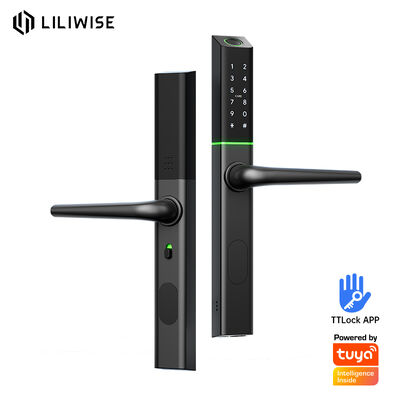 Liliwise Verstelbare cilinderpositie Ultra-slim Smart Locks Aluminium Digitaal Elektronisch Smart Door Lock voor 72mm 85mm 90mm 92mm