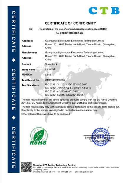 China Guangzhou Light Source Electronics Technology Limited Certificaten