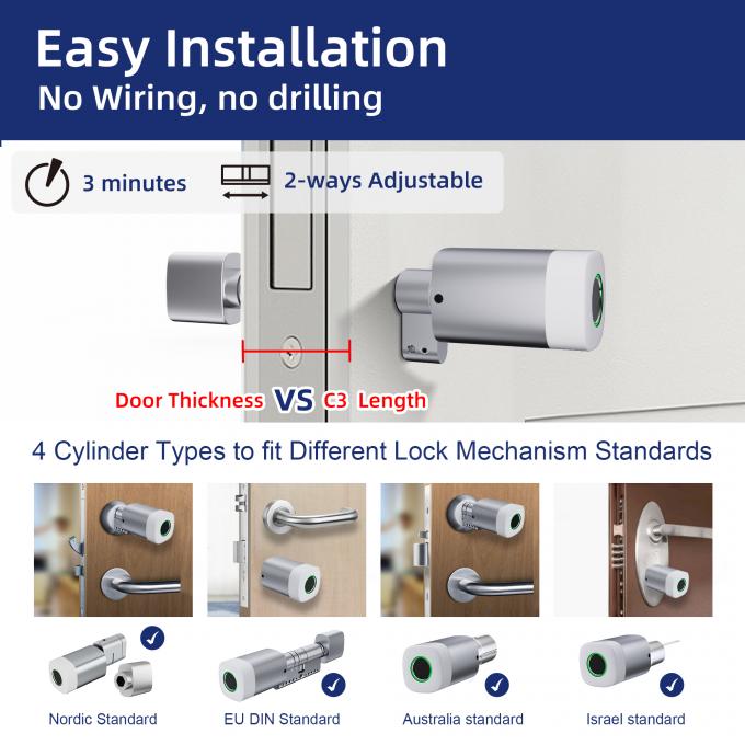 Liliwise vingerafdruk RFID-kaart waterdicht deur slot verstelbaar WiFi BLE Tuya Ttlock Smart Cylinder slot voor het vervangen van oude mechanische 3